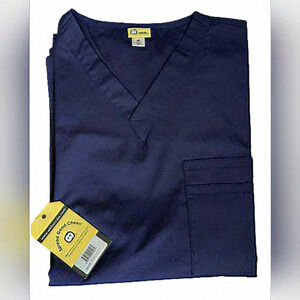 Navy Blue V Neck WonderWink 4X Scrub‎ top NWT